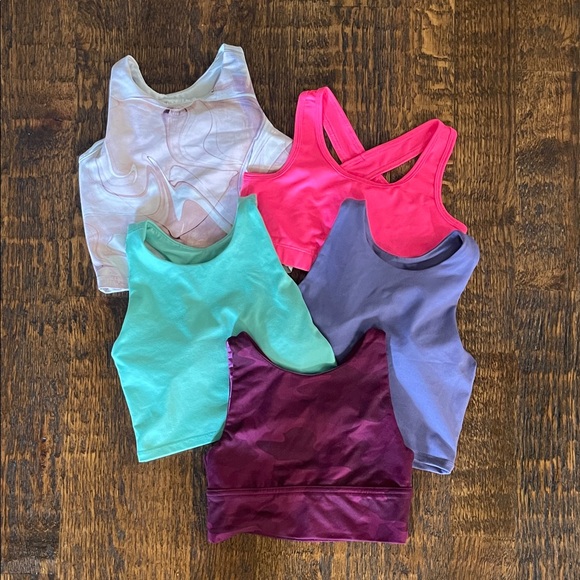 Girls Sports Bra Camisole Lot - Pink, Purple, Green, White - Picture 1 of 11